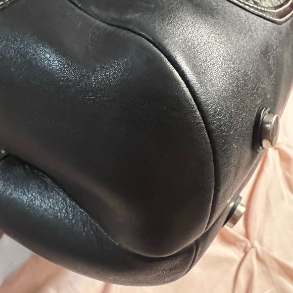 Coach black/grey Signature Soho Canvas and Leather Flap Buckle Satchel - Picture 8 of 14